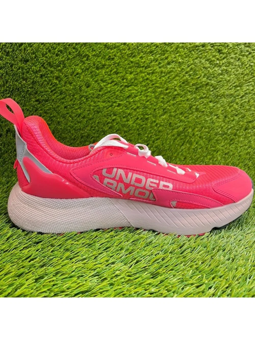 Under Armour HOVR Mega 2 Mens Size 12 Pink Gray Athletic Running Shoes Sneakers
